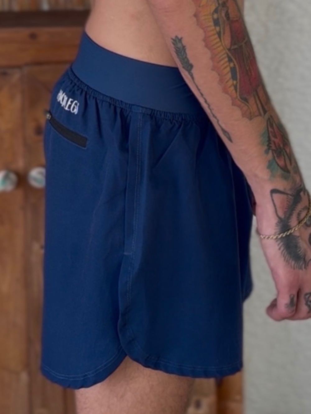 ChicknLegs Navy Split Running Shorts Men’s S Flawed - Picture 4 of 7